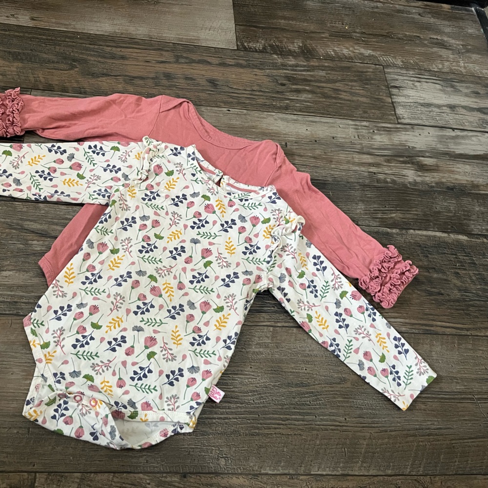 Ruffle Butts Floral and Pink Leggings Set